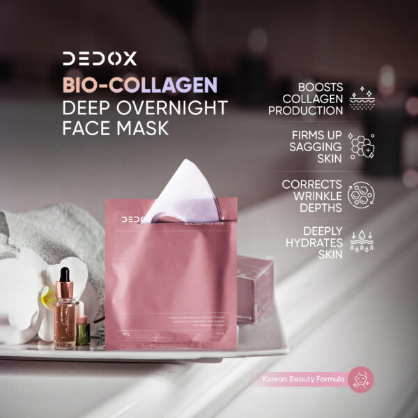 Dedox Bio-Collagen Real Deep Mask | Hydrating Overnight Hydrogel Mask for Pore Minimizing & Elasticity Boost - 45g (Pack of 1) | Korean Glass Skin