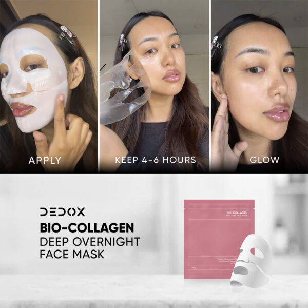 Dedox Bio-Collagen Real Deep Mask | Hydrating Overnight Hydrogel Mask for Pore Minimizing & Elasticity Boost - 45g (Pack of 1) | Korean Glass Skin