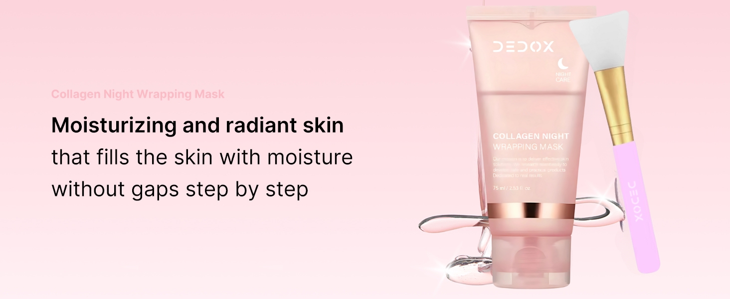 dedox collagen mask, collagen overnight mask, peel off collagen mask, collagen wrapping mask, korean collagen mask, hydrolyzed collagen mask, overnight peel off mask, skin tightening mask, elasticity face mask, hydration face mask, anti sagging face mask, glowing skin mask, korean skincare mask, collagen face pack, overnight face pack, firming peel off mask, dull skin repair mask,Dedox Collagen Overnight Wrapping Peel Off Facial Mask Pack - Elasticity & Hydration Care, Reduces Sagging & Dullness - Hydrolyzed Collagen For Glowing Skin - Korean Skin Care 75ml