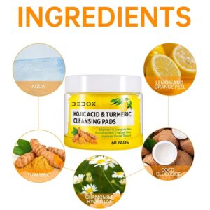 DEDOX Kojic Acid & Turmeric Cleansing Pads | Exfoliating Face Toner Pads for Glowing Skin, Acne, Dark Spots & Pigmentation | Vitamin C + Chamomile | 60 Pcs | Korean Skincare | All Skin Typesdedox kojic acid turmeric cleansing pads, dedox cleansing pads, dedox skincare, kojic acid toner pads, turmeric toner pads, exfoliating toner pads, korean skincare toner pads, brightening toner pads, dark spot toner pads, pigmentation toner pads, acne toner pads, vitamin c toner pads, chamomile toner pads, face exfoliating pads, glow toner pads, daily exfoliating pads, gentle exfoliating toner, acne prone skin toner pads, all skin types toner pads, korean exfoliating pads,